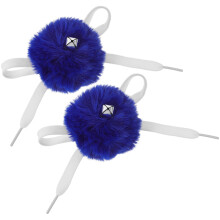 2St Donkerblauwe Decoratieve Fluffy Pom Poms Met Bel Rollerskates
