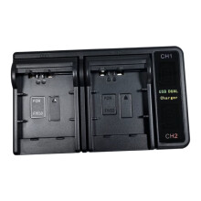 Akkuladegerät mit Zwei Steckplätzen, FW-50 Ladegerät für Kameraakkus, Schnellladefunktion über USB, Reise-Ersatzdock