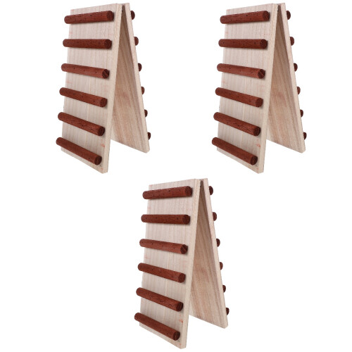 3Pièces Échelle Hamster Animaux De Compagnie Bois Khaki Décor