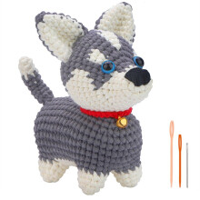 Haakpakket DIY Husky Haakpakket met Breinaalden, Pluche , Gemakkelijk voor Beginners, Inclusief Voldoende Garenhaak