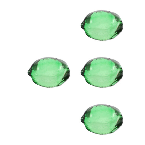 4Pièces Décor Citron En Verre Vert Sculpture Robuste Élégante