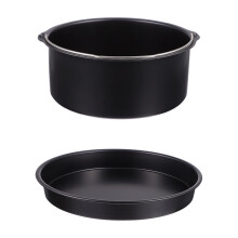 2Ensembles Poêles Friteuse Air Panier Gâteau Noir Plat Pizza Acier