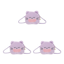 3Pièces Sac Chat Peluche Violet Pour Filles Usage Polyvalent