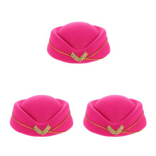 3Pièces Costume Hôtesse Rose En Laine Synthétique Confortables