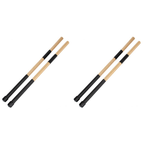 2Pièces Brosse Batterie Bois Bambou Noire Usage Musical