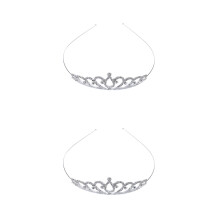 2Pièces Couronnes Rhinestones Femme Argent Pour Mariage Et