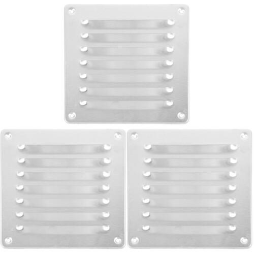 3Pièces Grille Ventilation Acier Inoxydable Argentée Pour Habitat