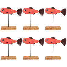 6Pièces Poisson Décoratif Bois Rouge Jouet Enfant Mini Ornement Bureau