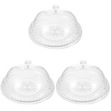 3Pièces Plateau Gâteau Rond Transparent Dôme Pour Dessert