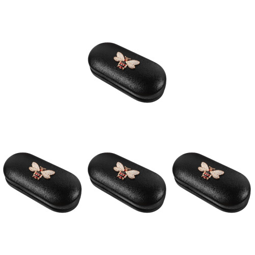 4Pièces Organizer Lunettes PU Noir Double Usage Compact