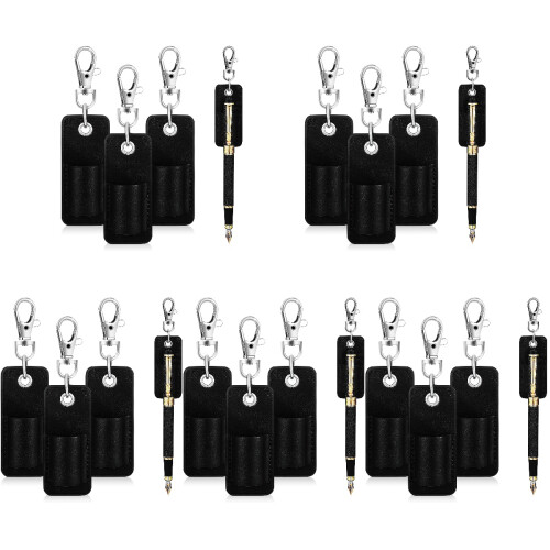 20Pièces Porte-Stylo PU Noir Multifonction Et