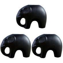 3Pièces Cache-Pots Succulentes Éléphant Noir Matériel Premium