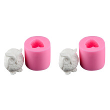 2Pièces Moules Hiboux Rose Silicone Pour Cake Fondant