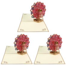 3Pièces Cartes Pop- Ronde Marron Pour Souhaits Et Affection
