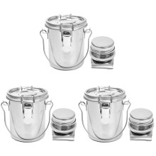 3Ensembles Contenants Lavage Pinceaux Acier Inoxydable Portable Argent