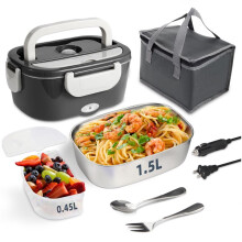Chauffe-Repas Électrique Portable 1,5 L 40 W, Étanche, pour Voiture ou Maison, Idéal pour les Routiers, Compatible Micro-Ondes, Prise UE