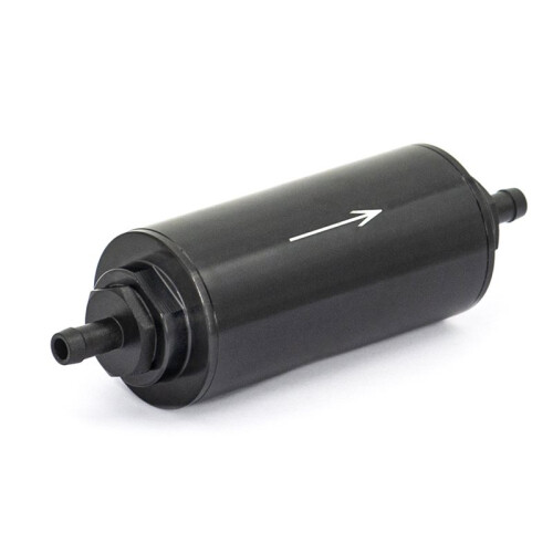 Aluminiumbränslefilter för E85-Filtersystem med 100 Mikron Stålelement 9 mm Adapterkopplingar