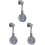 3Pièces Support Douche Réglable Gris Pour Murs Lisses 1