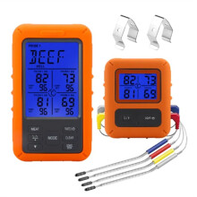 Digital Barbecue Meat Thermometer for Oven Thermomet with Timer 4 Probes Temperature Alarm Kitchen Thermometer(A)