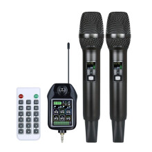 Trådlös Mikrofon med Fast Frekvens, 2 Kanaler, Handhållen Mikrofon för Festkaraoke, Professionell Kyrklig Show, Möte