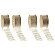 4 Rolls 20 Yards By 2.5 Inch Christmas Mesh Burlap Wired Ribbon Open Weave Burlap Net Ribbon Natural Jute Fabric Ribbon