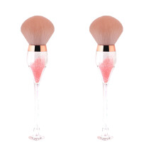 2Pièces Pinceaux Blush Rose Fibres Douces Manche Bois Durable
