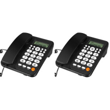 2Pièces Téléphone Fixe Bureau Noir PVC Métal Identification Appels