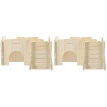 2Pièces Villa Hamster En Bois Khaki Petits Rongeurs