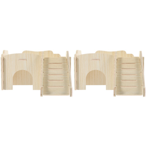 2Pièces Villa Hamster En Bois Khaki Petits Rongeurs