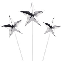 1Ensemble 18 Étoiles Argentées Décoration Gâteau Topper 3D Aliments