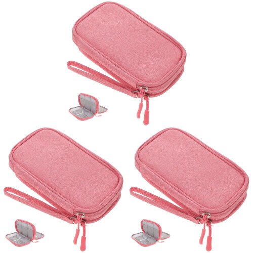 3Pièces Organiseur Câbles Rose Voyage Multiusage Compact