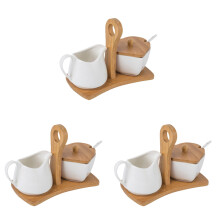 3Ensembles Ensemble Pots Céramique Sucre Lait Stockage Décor Cuisine