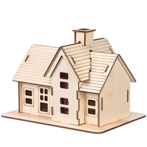 6Ensembles Puzzle Maison En Bois 3D DIY Beige Assemblage Amusant