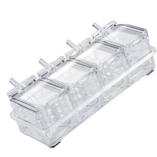 4Boîtes De Rangement Épices Blanches Cuisine En Ps
