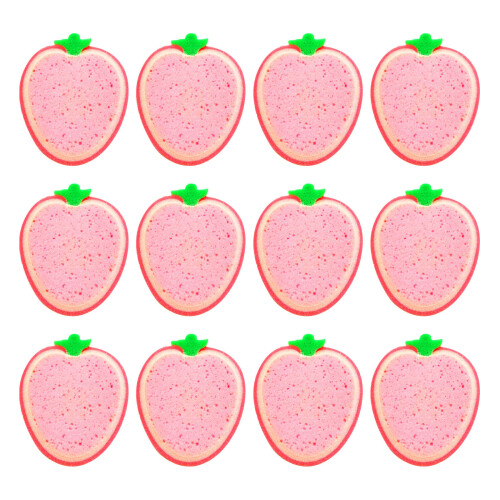 12Pièces Éponge Cuisine Rose Forme Fruit, Nettoyage Efficace