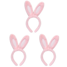 3Pièces Bandeaux Femmes Oreilles Lapin Rose Peluche Usage Festif