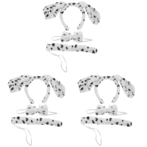 3Ensembles Costume Animal Chiot Oreilles Queue Et Nœud