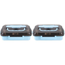 2Pièces Lunch Box Compartiments Acier Idéal Extérieur Bureau