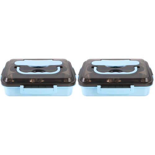 2Pièces Lunch Box Compartiments Acier Idéal Extérieur Bureau