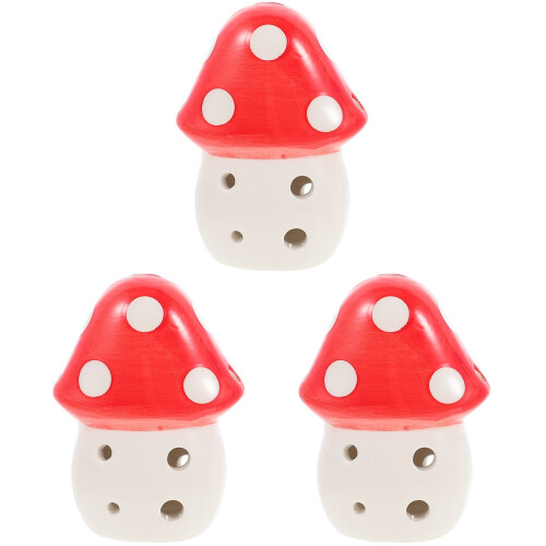 3Pièces Ocarinas 6 Trous Céramique Rouges Forme Champignon