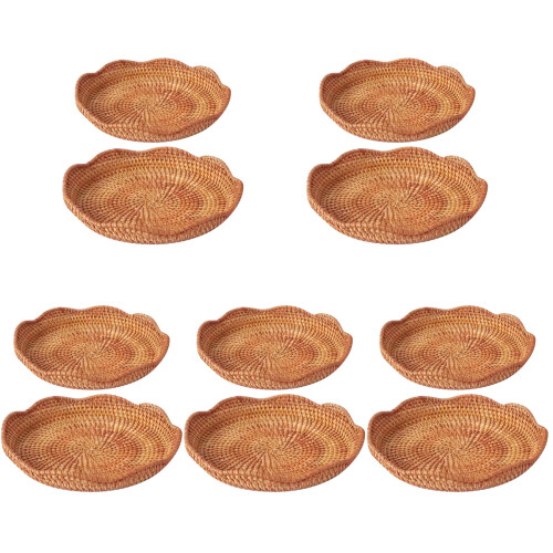 10Pièces Corbeille Clé Rangement Osier Naturel Marron Clair