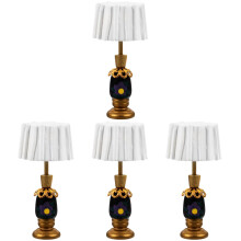 4Pièces Lampes De Table Miniatures En Bois Pour Maison Miniature