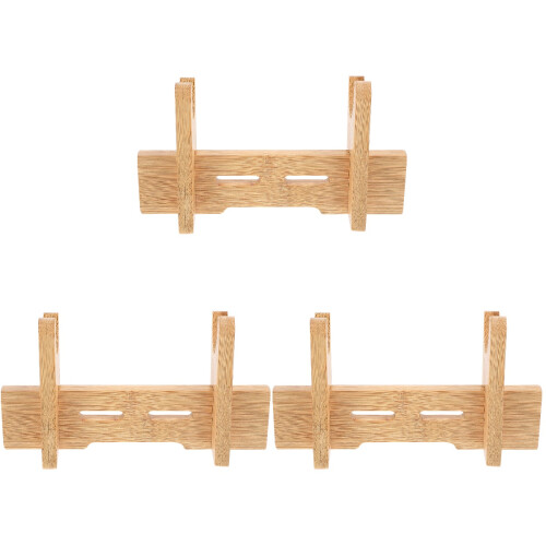 3Pièces Porte-Cutter Bambou Beige Support Robuste Cuisine