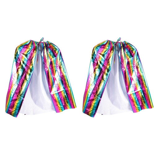 2Pièces Cape Enfants Polyester Rainbow Pour Soirée Festive