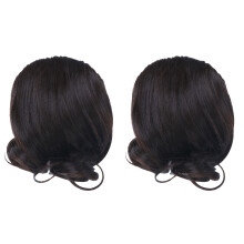 2Pièces Perruque Bouclée Femme Longue Café Qualité Supérieure