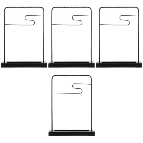 4Pièces Support Pinceaux Fer Noir Élégant Décor