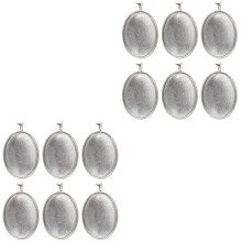 12Pièces Supports Pendentifs Ovales En Alliage Argenté Pour