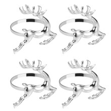 28Pièces Anneaux Métal Cerf Argenté Accessoire Table Raffiné