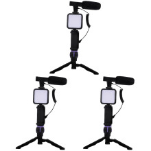 3Ensembles Trépied Selfie Lumière LED Microphone Pour