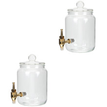 2Pièces Carafes Verre Transparentes Robinet Pour Boissons
